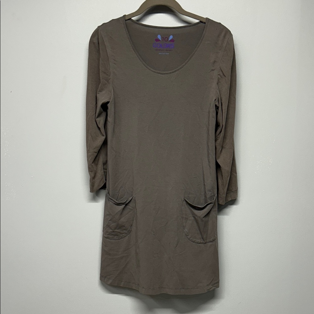 Gudrun Sjoden Tunic Blouse Size‎ Small Cotton Stretch Pockets Grey Laneglook